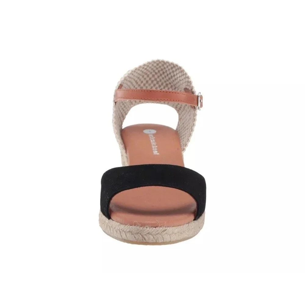 Eric Michael Trieste Espadrille Wedge Sandals, Women's 40 | US 9.5-10 Black Tan